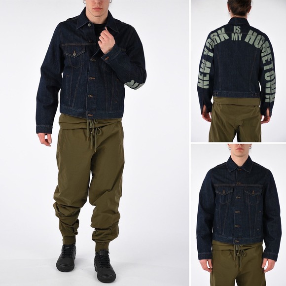 Faith Connexion Graphic Print Denim Jacket Blue Size Large